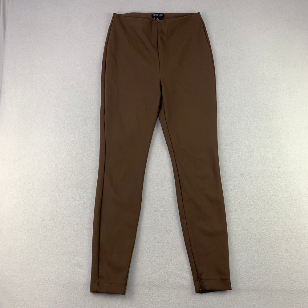 Rachel Zoe Skinny Legging Pants Womens 4 Brown Ankle Zip Stretch Minimalist